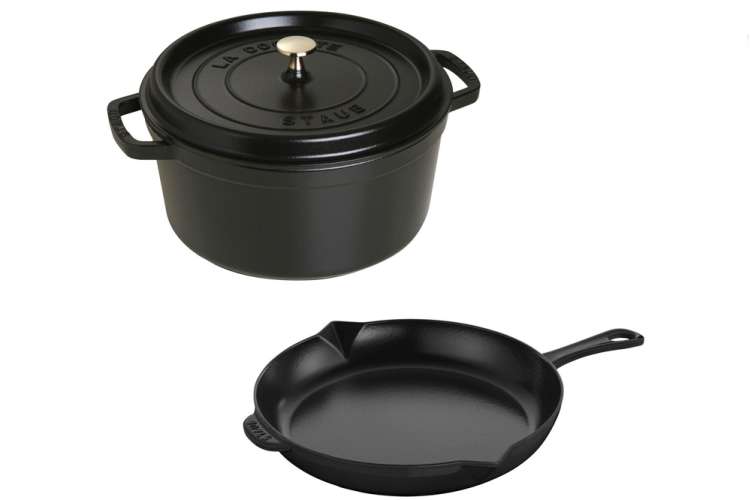 the Staub Cast Iron Cocotte and Fry Pan Set is one of the best cookware sets
