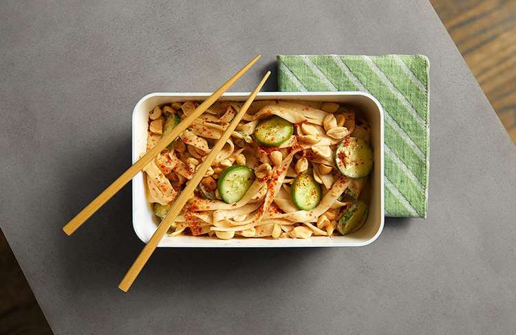 bento box with noodles