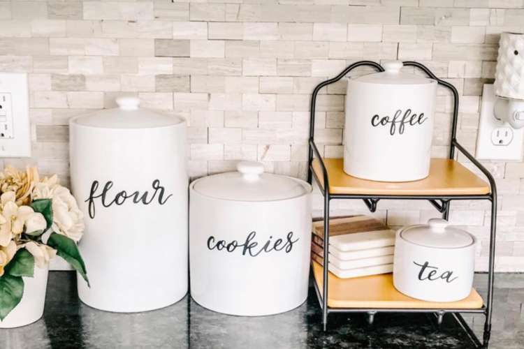 decorative cookie jars on a counter