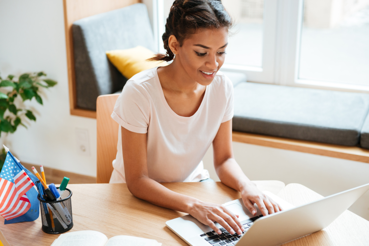 woman playing online games with friends