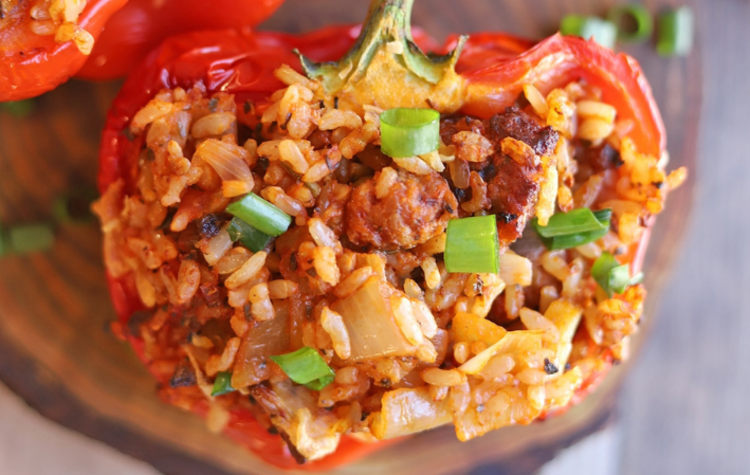 hearty stuffed peppers are a nutritious vegan air fryer recipe