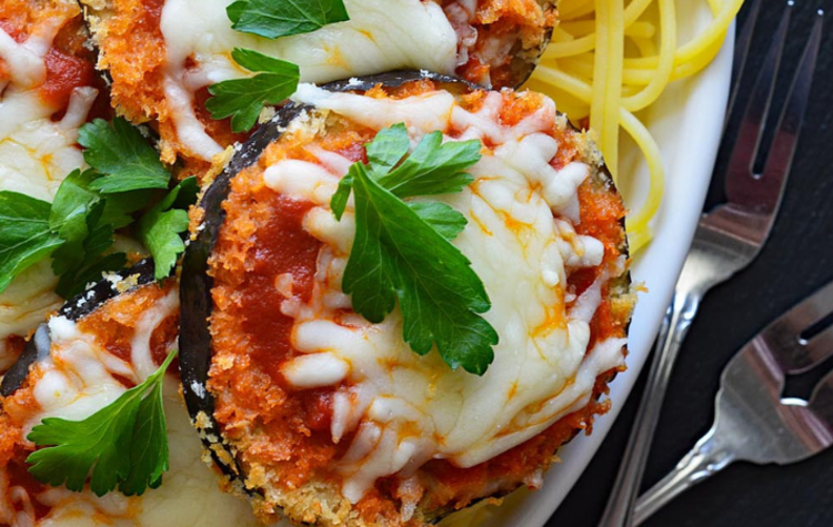 eggplant parmesan is a healthy vegan air fryer recipe