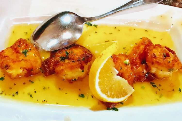 shrimp with lemon at al dente restaurant in boston