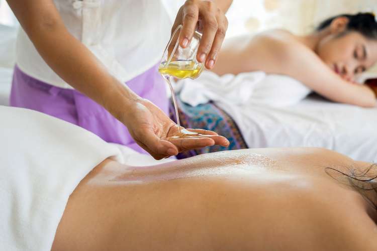 couple relaxing during massages at the spa