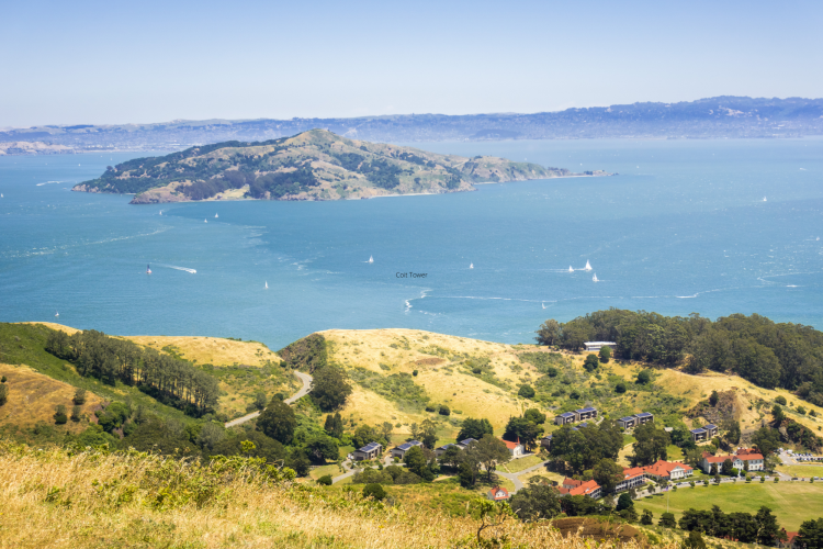 angel island from the shore in san francisco