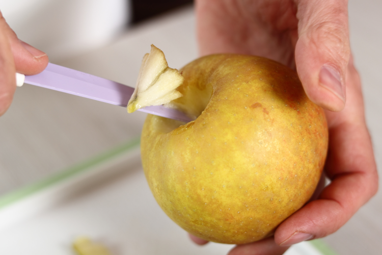 coring an apple with a paring knife