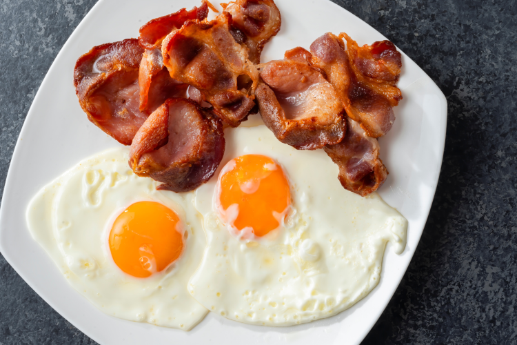 bacon and eggs on a plate