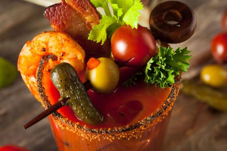 creole bloody mary with garnishes