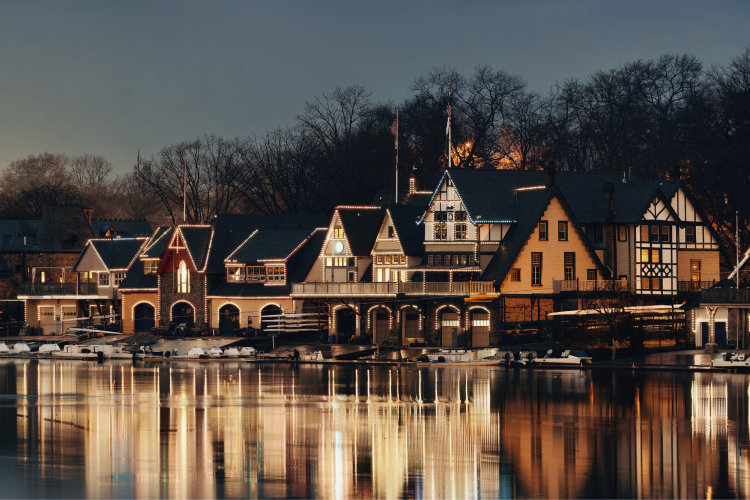 admire boathouse row for a unique thing to do in philadelphia