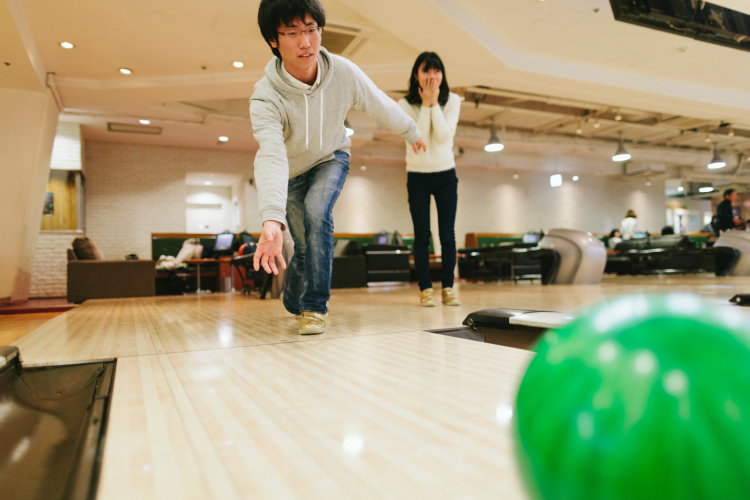 couple at a bowling alley