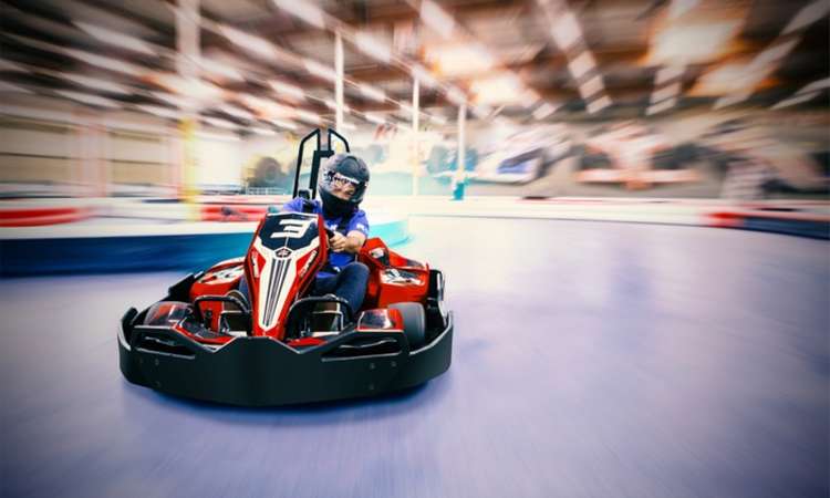 racing on a go kart track