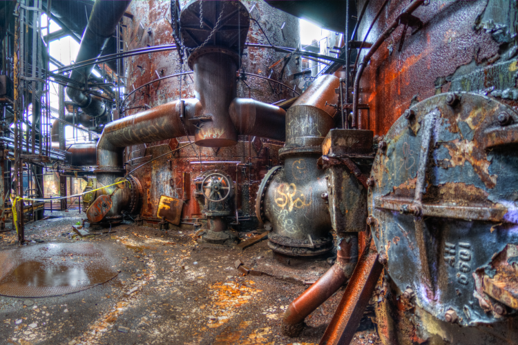 interior of the abandoned carrie blast furnace