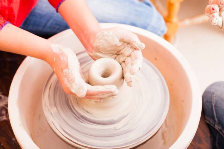 a group ceramics class is a fun double date idea