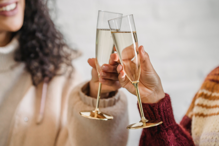 a champagne bar is a great backyard engagement party idea