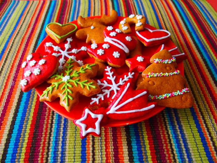 plate of decorated gingerbread cookies