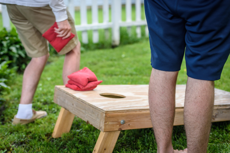 playing cornhole