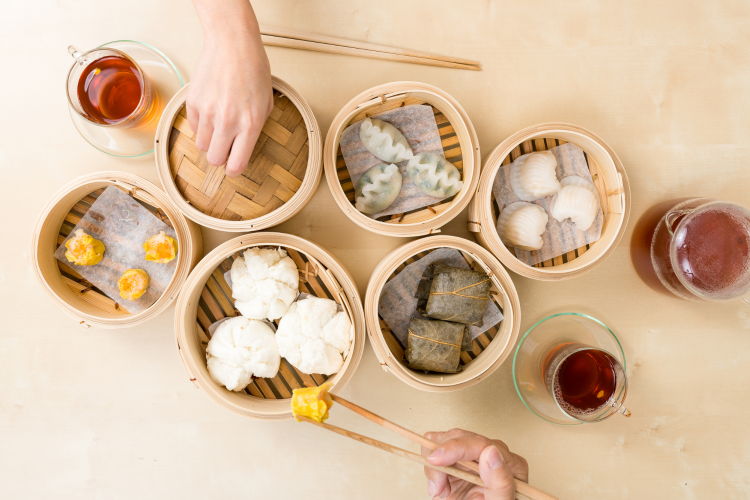 people enjoying dim sum