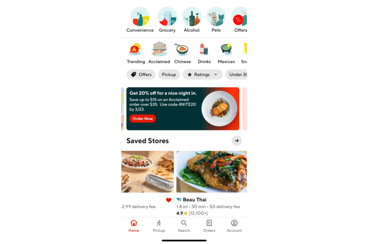 doordash app screen