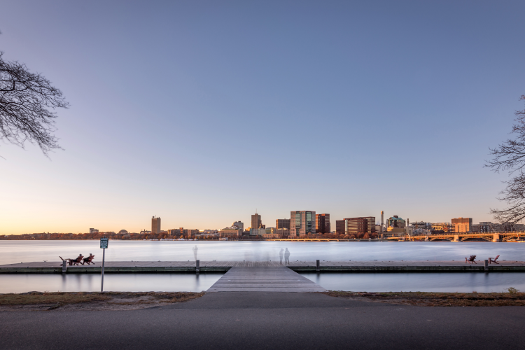 boston esplanade at dusk