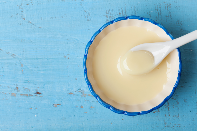 evaporated milk in a bowl