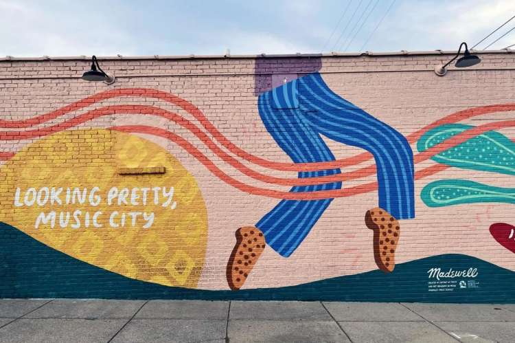 looking pretty music city wall mural in nashville