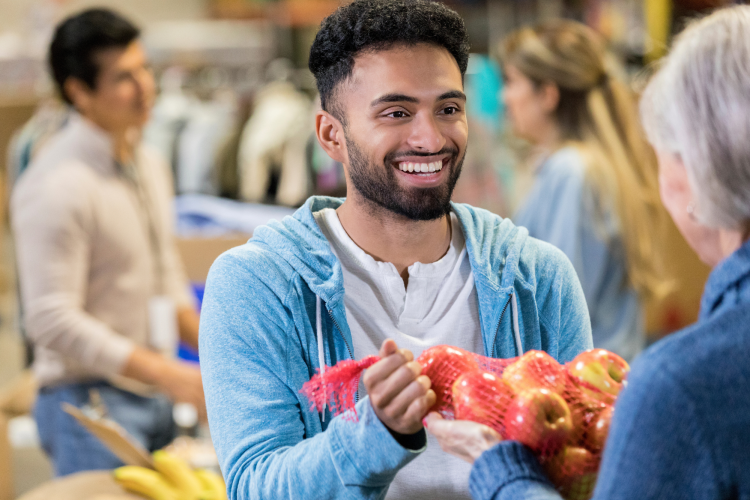 volunteer at a food bank