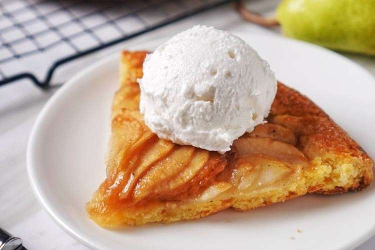 pear galette with ice cream