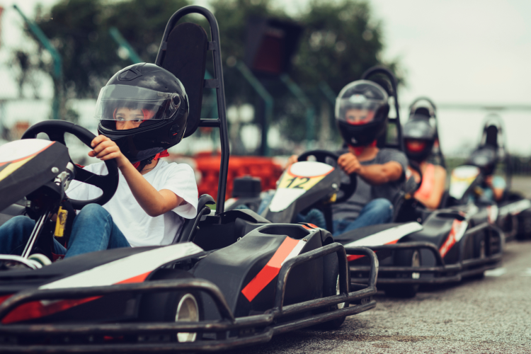 go-karting is a fun experience gift for kids