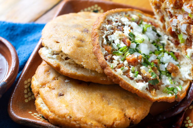 gorditas with corn, meat and cheese