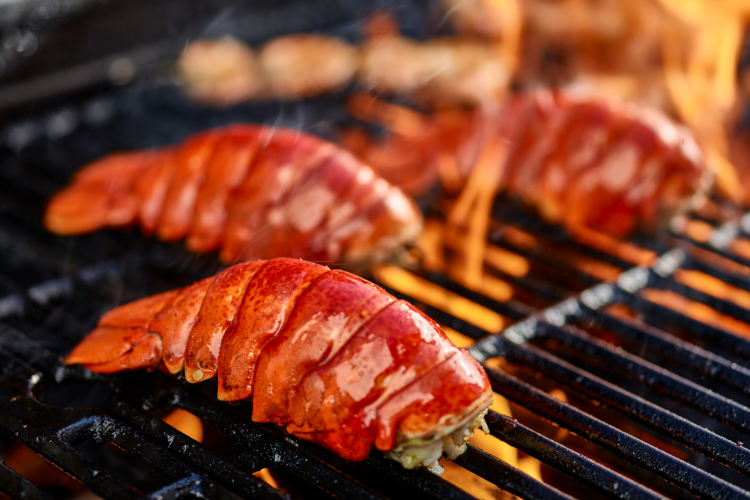 lobsters on a grill