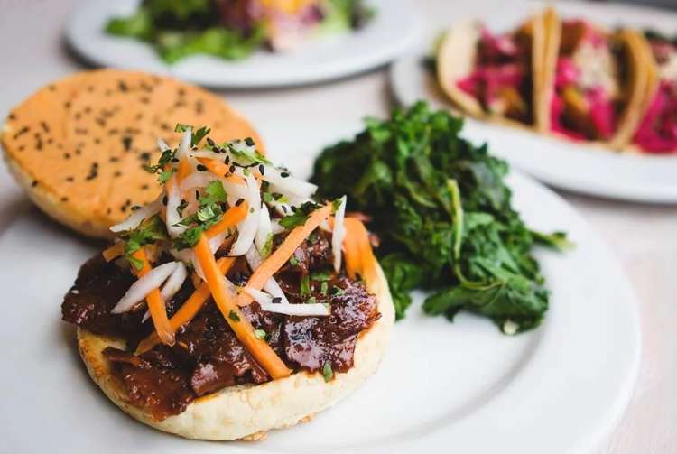 vegetarian burger at ground control in logan square