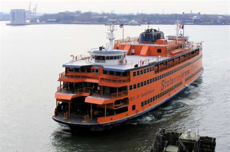 the staten island ferry vessel on the water