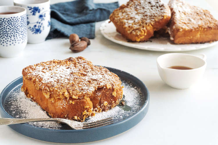 french toast gets a holiday upgrade with this eggnog french toast