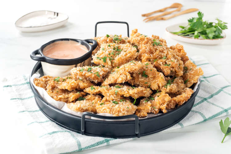 fried oyster mushrooms are an easy vegan super bowl appetizer