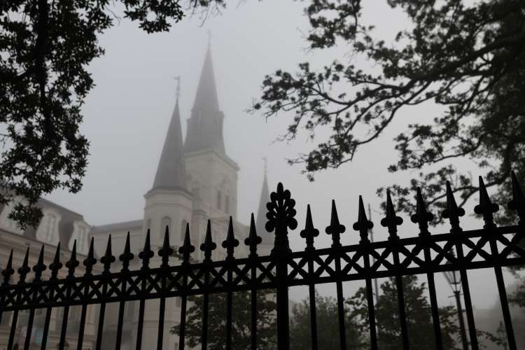 new orleans cathedral at dusk