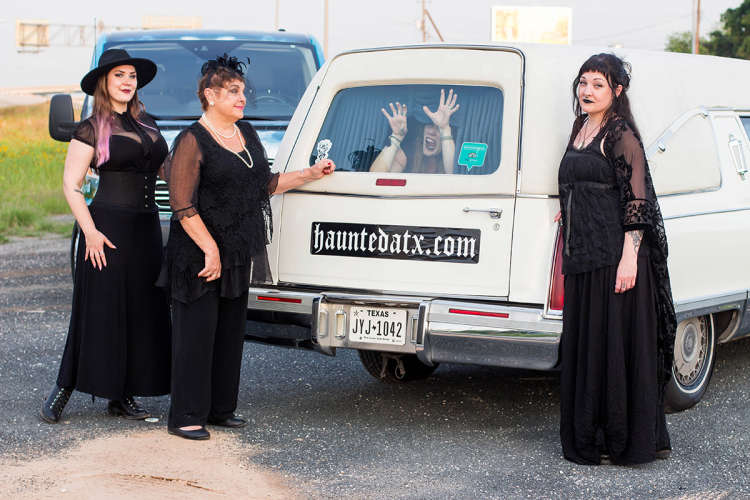 a haunted hearse tour is a fun team building activity to do in austin