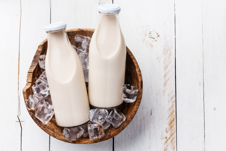 heavy cream in glass bottles