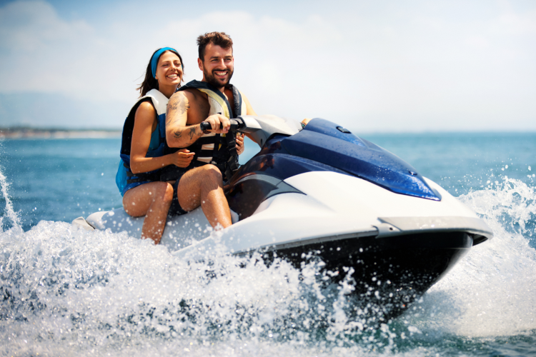 couple on a jet ski