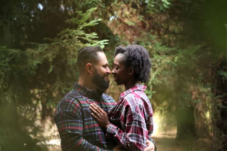 young couple in love embracing