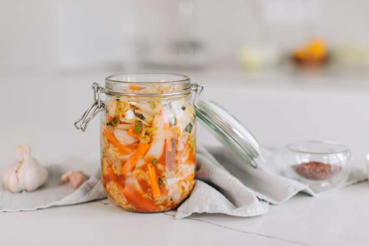 a jar of homemade kimchi