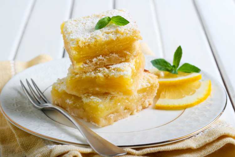 lemon squares on a plate