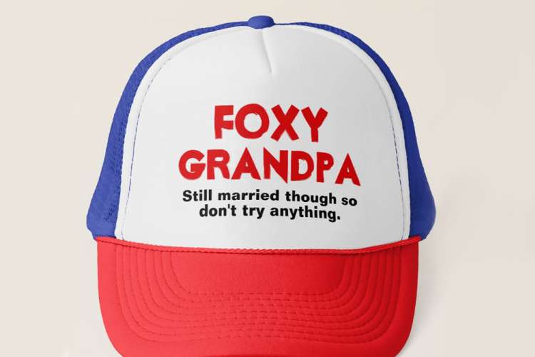 a cap with foxy grandpa wording on the front