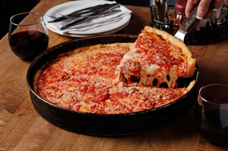 Deep-dish pizza from Lou Malnati’s, a tasty Chicago food
