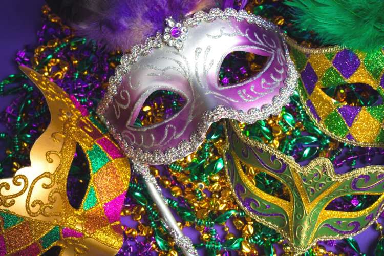mardi gras masks and beads