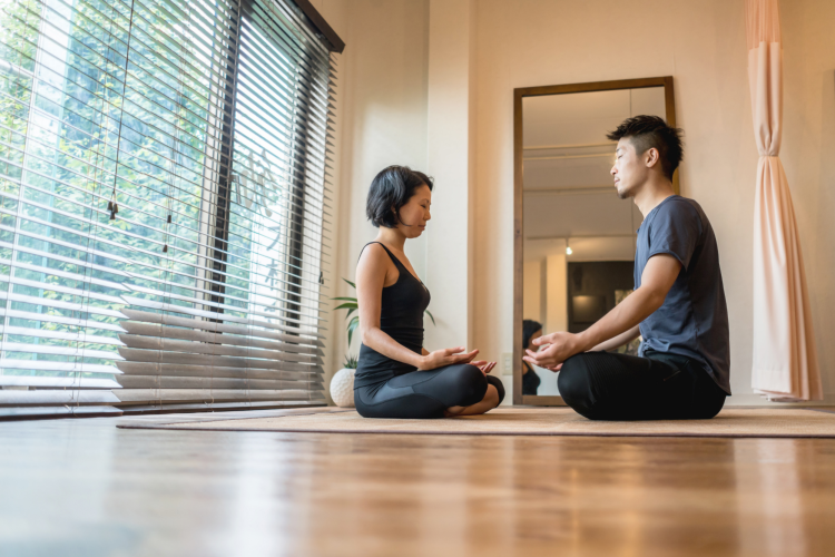 meditating together is a low-key stay-home date idea