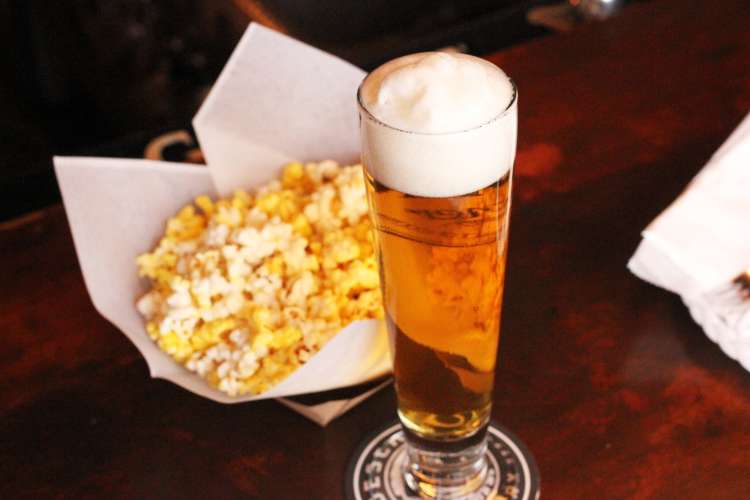 beer and popcorn at my brother's bar in denver