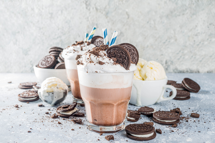 ice cream and milkshakes with oreos