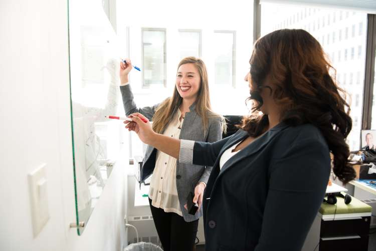 playing a fun team building game in the office