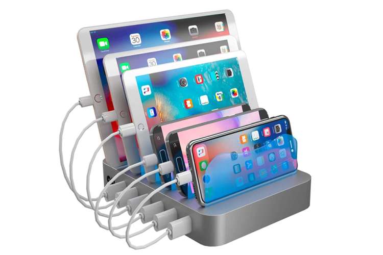 a five-port gadget charging station