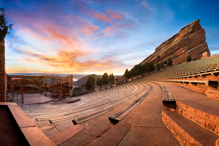 red rocks amphitheater at sunset